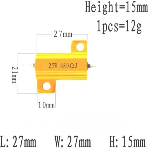 10PCS 25W RX24 Aluminum Power Metal Shell Case Wirewound Resistor 0.1~100k 1 2 3 5 6 8 10 20 50 68 100 150 200R 1K 2K 5K 10K ohm