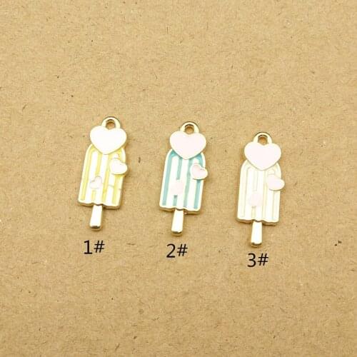 10pcs 8x21mm enamel heart ice cream charm for jewelry making and crafting fashion earring pendant necklace and bracelet charms