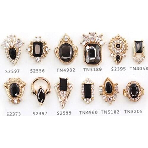 10pcs Metal Black Zircon Nail Jewelry Fingertip Diamond Japanese New Nail Decoration Punk Style Manicure Ornaments