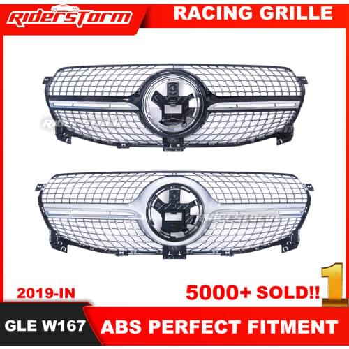 New diamond Grill For gle450 2020 model GLE diamond grille no front camera car Front Bumper Sport GLE 400 front racing grill