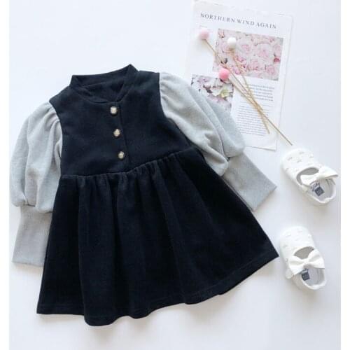 2020 Winter Casual Solid Girls Dress Long Sleeve Kids Dresses For Girls High Quality Fashion Girl Clothes