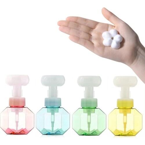 300ml Liquid Soap Dispenser Flower Shape Foam Foaming Pump Empty Bottle Plastic Bottle Travel Soap Shower Gel Dispenser Bottle