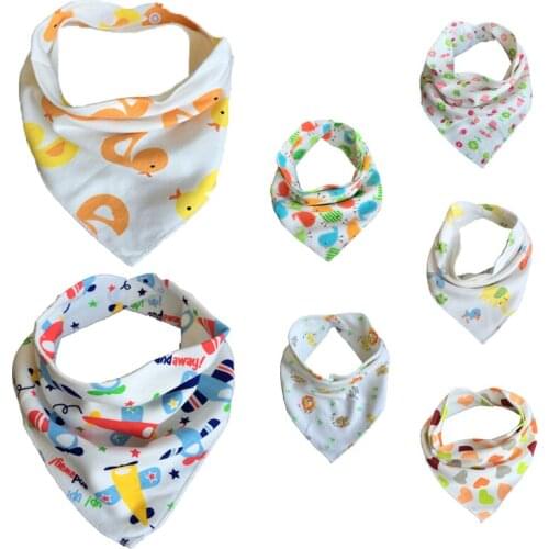 5pc/Lot Baby Bibs 100% Cotton Triangle Head Scarf Boy Kerchief Girl Babador Bandana Dribble Bib