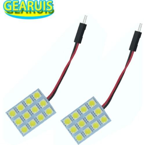50set/lot Dome Panel led 12 SMD 5050 LED 12SMD Car Interior Roof Reading light 12V white blue with Festoon T10 2 Adapter
