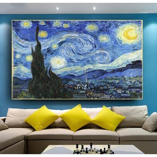 Van Gogh Starry Night Abstract Landscape Canvas Poster Famous Classic Wall Art Print Decorative Picture Modern Living Room Decor