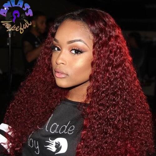 Afro Kinky Curly Lace Front Wig Synthetic Hair Ombre Blonde/ Red Wig For Black Women 13X4 Lace Frontal Wig With Baby Hair