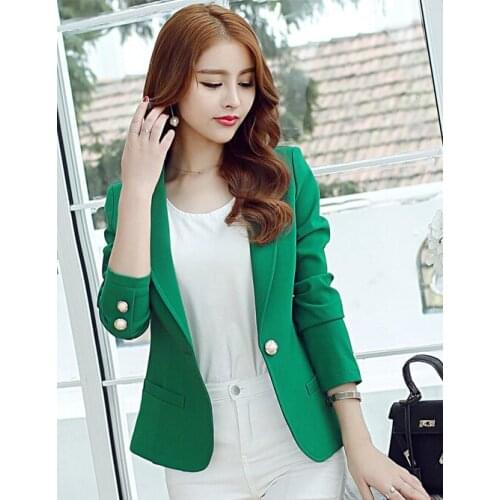 Spring New Fashion Women Blazers Long Sleeve Womens One Button Slim Casual Business Blazer Suit Jacket Coat