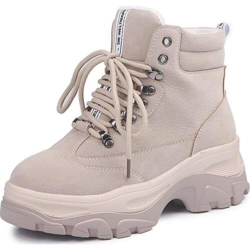 Women Boots autumn winter Increase ankle Shoes Women plus velvet Snow boots warm round head Casual Winter Women Shoes