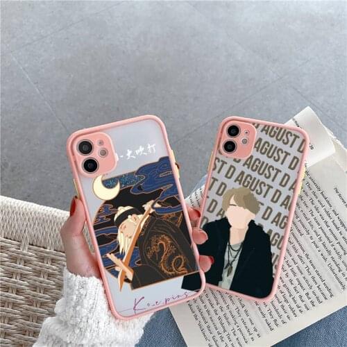 Agust D suga cute fashion Phone Cases Matte Transparent for iPhone 7 8 11 12 s mini pro X XS XR MAX Plus Shell Cover Coque funda