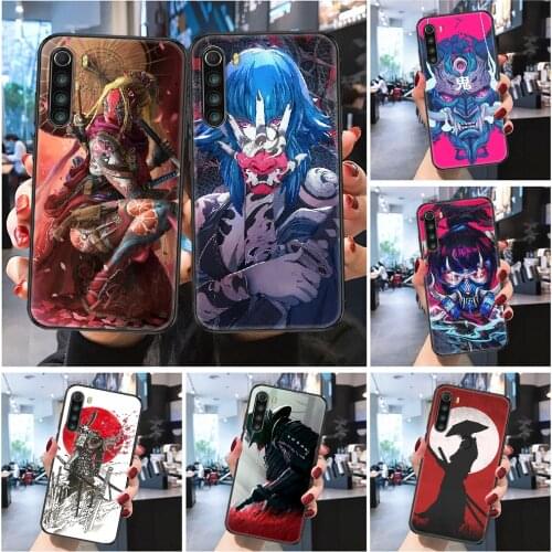 Samurai Japan soldier Bushido mask Phone case For Xiaomi Redmi Note 7 7A 8 8T 9 9A 9S 10 K30 Pro Ultra Frosted black luxury
