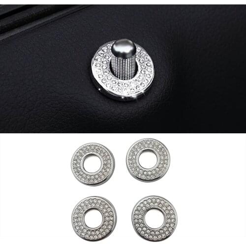 For Mercedes Benz C Class W205 2015-2019 Door Bolt Lock Pin Switch Trim Button Refit Modify Artificial Crystal Diamond Decal
