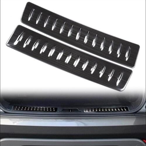 For Range Rover Velar 2018 2PCS Black Stainless Steel Car Trunk Inner Rear Tail Box Bumper Pedal Plate Panel Cover Car Styling