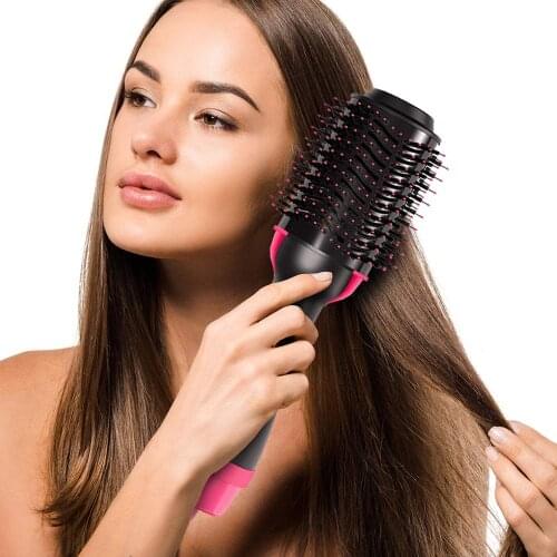 1000W Professional Hair Dryer Brush 2 In 1 Hair Straightener Curler Comb Electric Blow Dryer With Comb Hair Brush Roller Styler