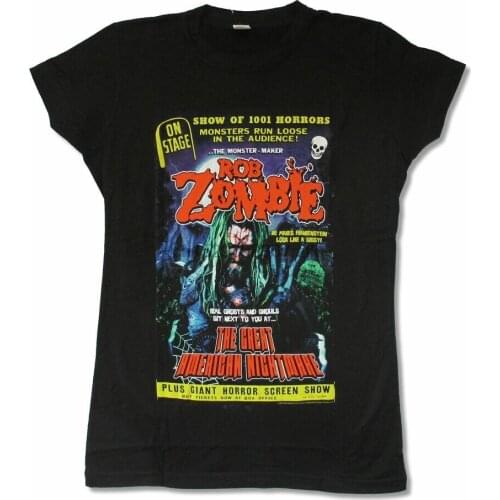 Rob Zombie Monsters Run Loose Flyer Black Juniors Girls T Shirt New Official