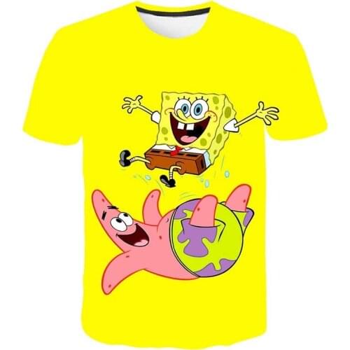 New Fashion Casual Short Sleeve Childrens 3D Printed Spongee bob Patterns Summer O-neck T-shirt Cool Boys And Men Clothing