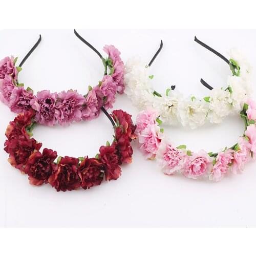 Headdress manual Flower crown Garland Halo Wreath rose hair wedding wreath Headpiece headwear decoration girl
