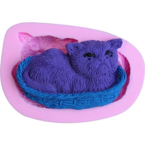 DIY Cake Decoration Tools Bakeware Cooking Tools Cat Shape Fondant Silicone Mold 2910