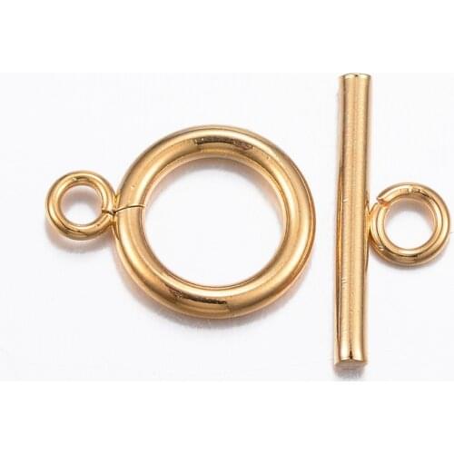 50Set Golden 304 Stainless Steel Ring Toggle Clasps Connector For Jewelry Making Bracelet Necklace DIY Accessories,Hole: 3mm