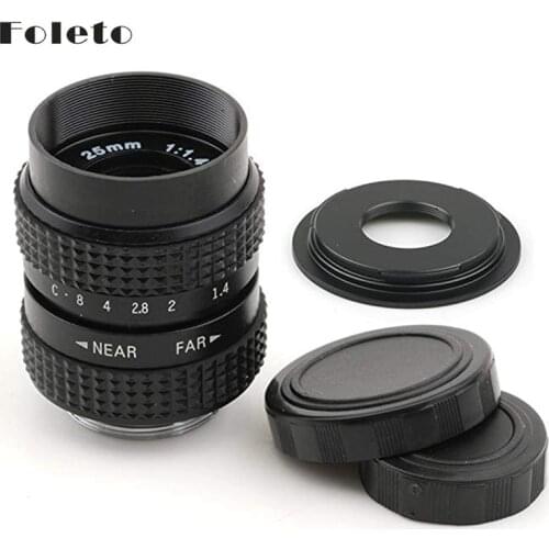 Foleto 25mm f/1.4 c mount cctv f1.4 lens for sony nex nex3 5 7 a7 a7r fujifilm fx panasonic micro 4/3 m4/3 nex GX1 OM-D 1 black