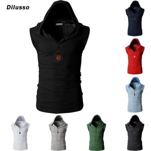 Brand Gyms Clothing Mens Bodybuilding Hooded Tank Top Cotton Sleeveless Vest Sweatshirt Fitness Workout Sportswear Tops Male