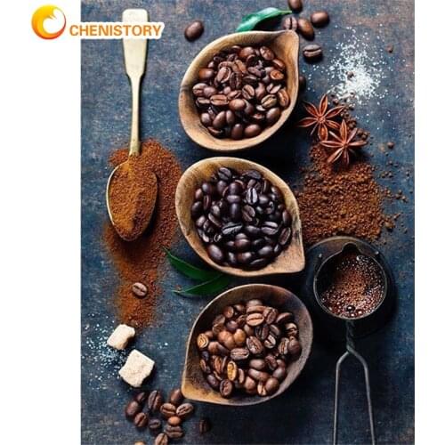 CHENISTORY Frame DIY Oil Painting By Numbers For Adults Coffee Drawing Coloring By Numbers Handmade For Home Decor 60x75cm