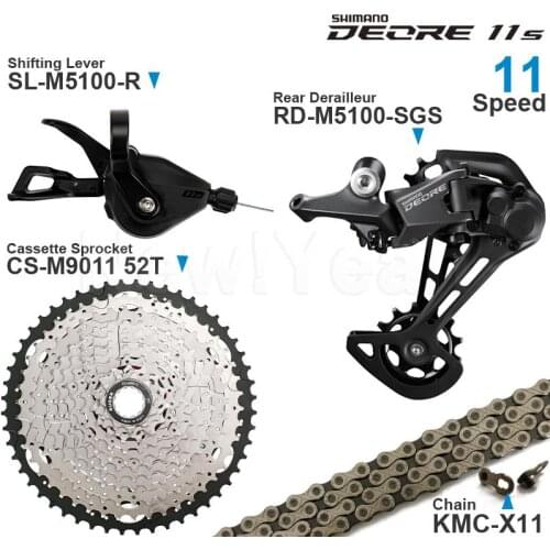 SHIMANO DEORE M5100 11Speed Groupset with Shifter Rear Derailleur and Bracket HG Cassette 11-50T KMC X11 Chain Original