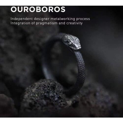 New Handmade original design live snake ring dark black pioneer couple birthday party gift jewelry
