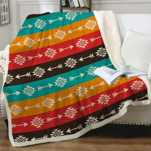 New Geometric Print Throw Blanket Bedspread Southwest Microfiber Sherpa Fleece Sofa Bed Fashion Blanket