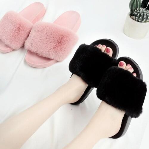Korean New Autumn and Winter Cotton Slippers Womens Song Jia Plush Flip Flop Anti Slip Outer Cloth Plush Slippers