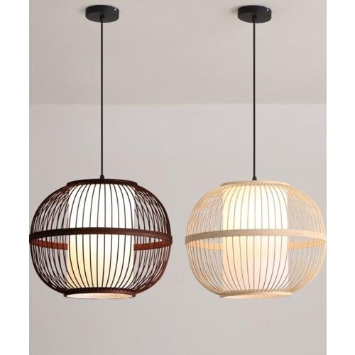 Bamboo Weaving Pendant Lamps Chinese Zen Tea Room Lamp Hotel Droplight Hotpot Store Lighting Bamboo Pendant Lights Hanging Lamp
