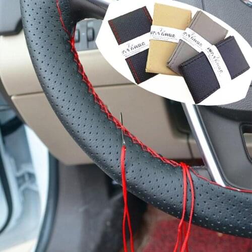 Hand-stitched 38 cm leather steering wheel cover for EMGRAND EC7 EC7-RV EC8