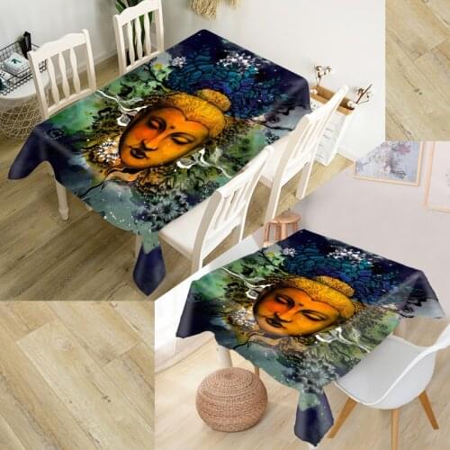 HEARMNY Buddha Tablecloth 3D Oxford Fabric Square/Rectangular Dust-proof Table Cover For Party Home Decor TV Covers