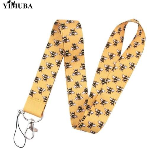 Modern Insect Bee Painting Lanyards Keychain ID Card Gym Badge Holder Fashion Webbing Mobile Phone Neck Straps Decoration Gift