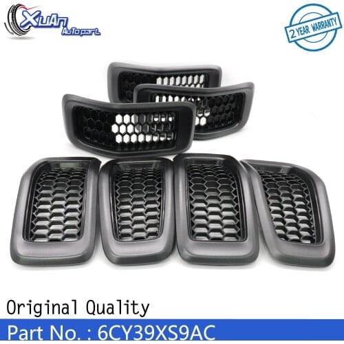 XUAN Car 7pcs Front Radiator Grille Inserts 6CY39XS9AC Gray & Black For Jeep Cherokee 2014-2018 2.4L 3.2L