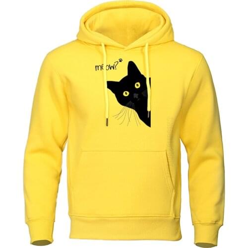 Kawaii Black Cats Printing Mens Hoodie Harajuku Pullover Streetwear Autumn Men Hoodies Street Warm S