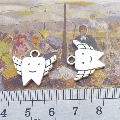 Tooth Wings Cute Charm Pendants Jewelry Making Finding DIY Bracelet Necklace Earring Accessories Handmade 5pcs