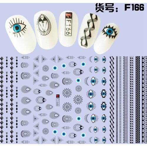 1 Sheet 3D Ancient Culture Retro Eye Triangle Round Drop Lace Pattern Adhesive Nail Art Stickers Decorations DIY Tips F166