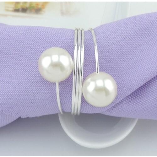 10pcs/lot Simple modern home restaurant pearl napkin circle cloth ring Simple pearl spring napkin button