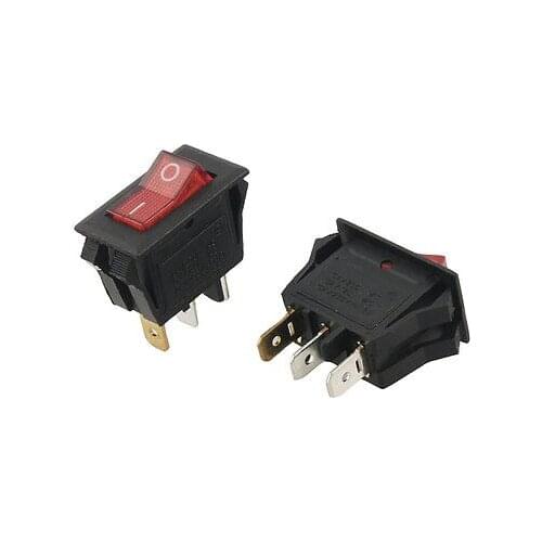 2 Pcs AC 10A 250V 15A 125V 3 Pins SPST On Off Neon Light Rocker Switch