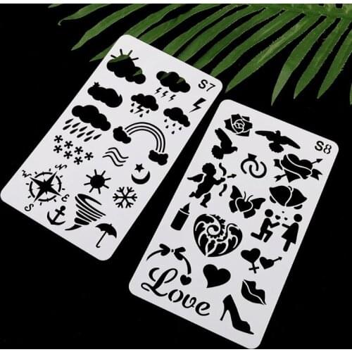 24pcs/set Journal Border Drawing Template Ruler Stencil Painting Board DIY Album