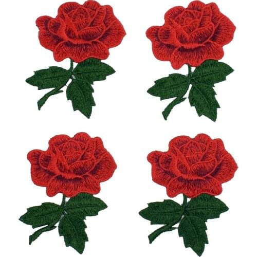 4pcs 8*6.5cm Embroidery Blue Peony Flower Sew On Patch Dress Hat Bag Jeans Applique Crafts Clothing Accessories Scrapbooking