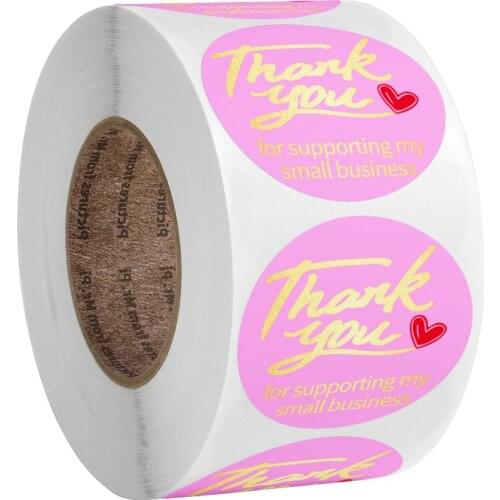 Thank You Stickers 500pcs for Supporting My Small Business Pink Craft Paper Scrapbook Stationery Stickers for Kids Toy Gift