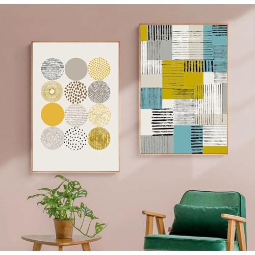 Abstract Geometric Wall Art Canvas Painting Nordic Multicolor Poster and Print Pictures for Gallery Living Room Home Decor