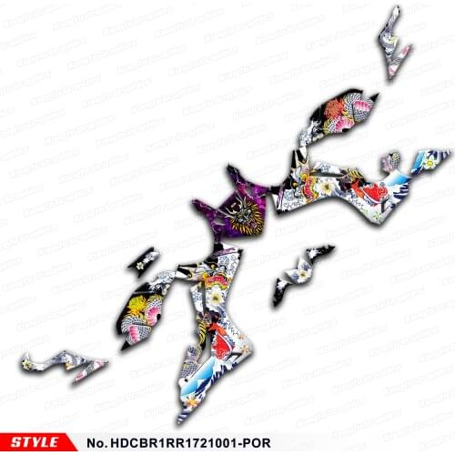 Aftermarket Personalized Graphics Race Bike Sticker Kit for CBR1000RR CBR 1000RR 2017 to 2021, Style No. HDCBR1RR1721001-POR