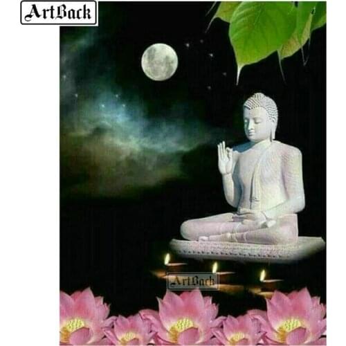 5d diy diamond painting buddha moon flower full square & round rhinestone mosaic religious canvas diamond embroidery crafts
