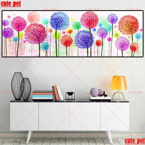 Diamond embroidery 5d Colorful dandelion diy diamond painting full square round drill rhinestones Cross Stitch plant Decor large