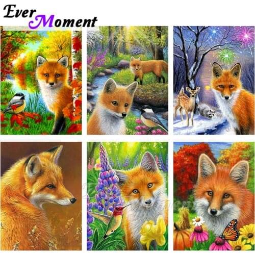 Ever Moment Diamond Painting Animal Fox Full Square Resin Drill Handmade Decoration Paint By Diamond Artwork Gift Kits ASF2258