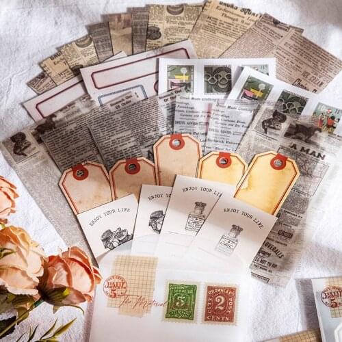 Antique Bill Mix Material Package Retro Label Sticker Junk Journal Planner Scrapbooking Decorative Diy Craft Background Paper
