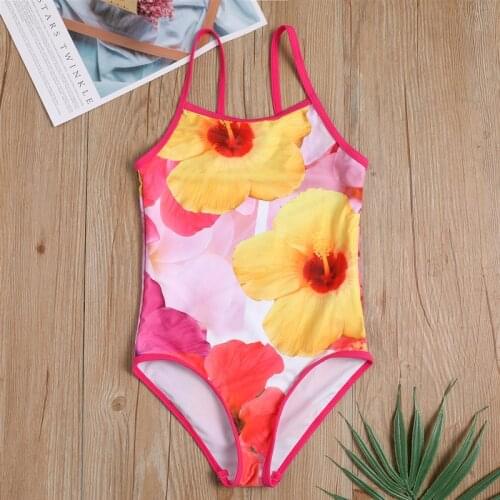 Girls 1-Piece Large Floral Swimsuit 2019 Kids Big Girls Bathing Suits 5-14T Beach Swimwear Teen Girls Sport Swimsuit