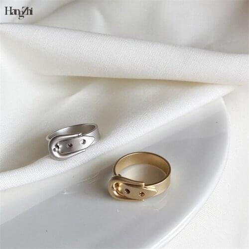 HangZhi 2020 New Trend Personality Simple Niche Design Matte Matte Gold Index Finger Belt Ring for students Girls Women Jewelry